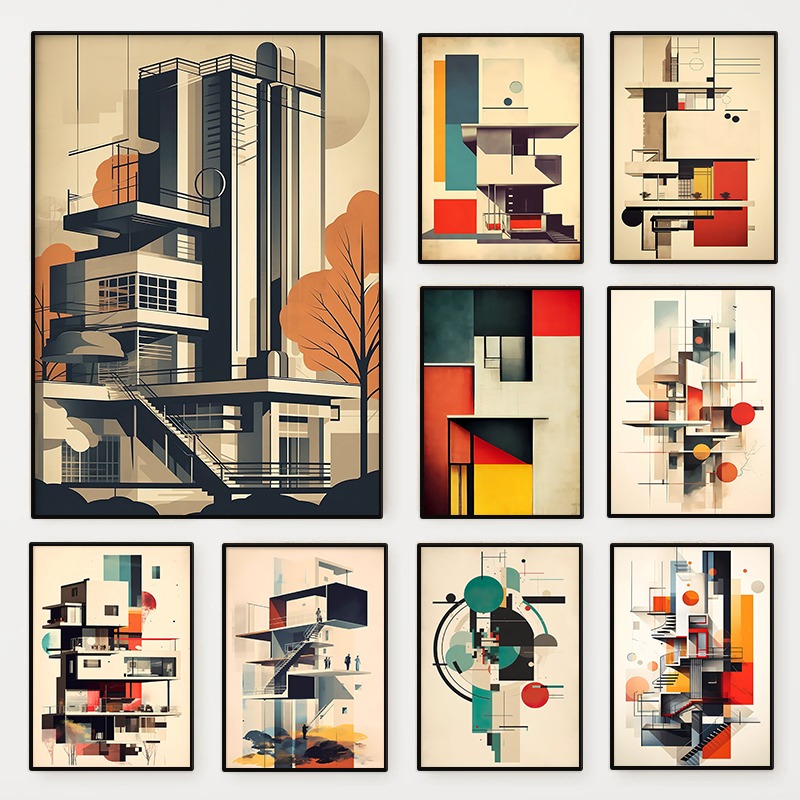 Photography Geometry - Vintage Minimalistyczny Bauhaus Architektura Szkic Plakat